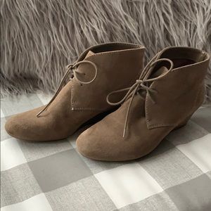 suede heeled booties